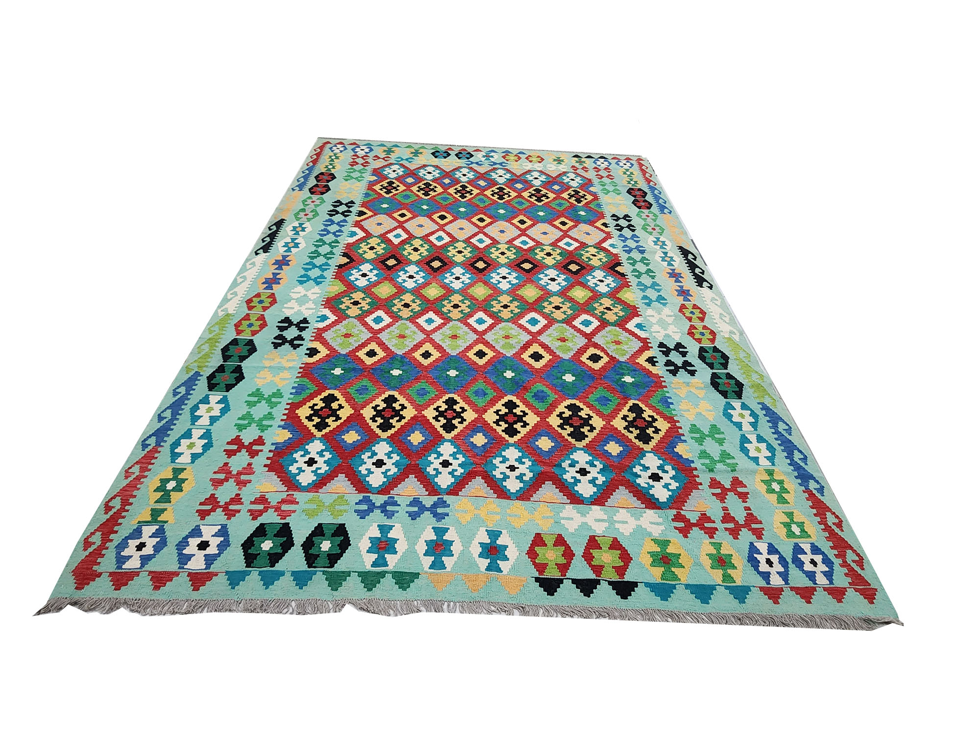1572 354x262 1 Fine Afghan Choubi kilim 354x262cm - Image 1