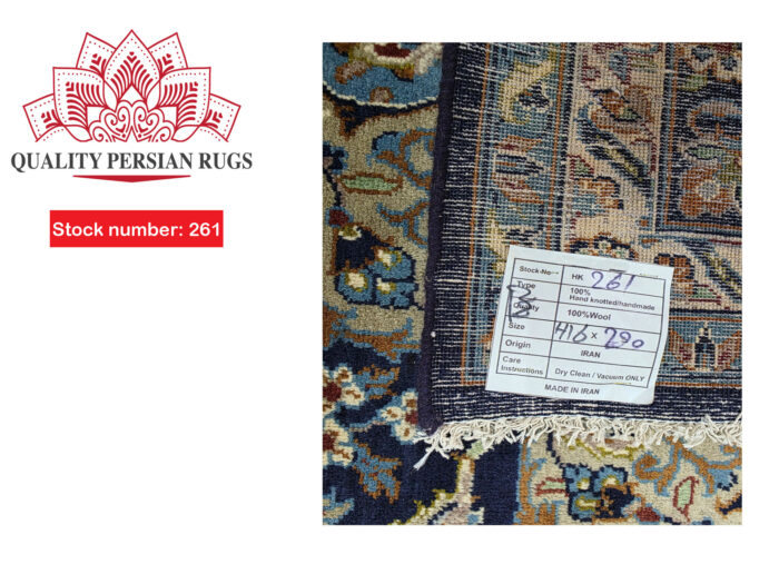 Gorgeous Pre-loved Navy Kashan Carpet 416 x 290cm - Image 8