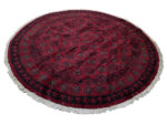 Gorgeous Red Afghan Hand-knotted Round Carpet 198 x 193 CM - Image 2