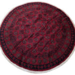 Red Afghan Round Carpet