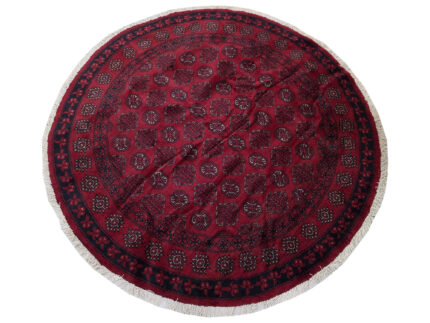 Red Afghan Round Carpet