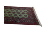 Fine green Afghan Kunduz Bukhara Carpet 579 x 78cm - Image 5