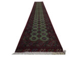 Fine green Afghan Kunduz Bukhara Carpet 579 x 78cm - Image 2