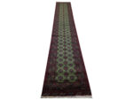 Fine green Afghan Kunduz Bukhara Carpet 579 x 78cm