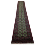 Fine green Afghan Kunduz Bukhara Carpet 579 x 78cm
