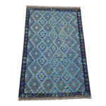 Blue Handwoven woolen Kilim Rug 200 x 134cm