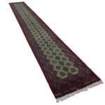 Incredible 6 Meter Afghan Kunduz Green Runner - 579 x 80 CM