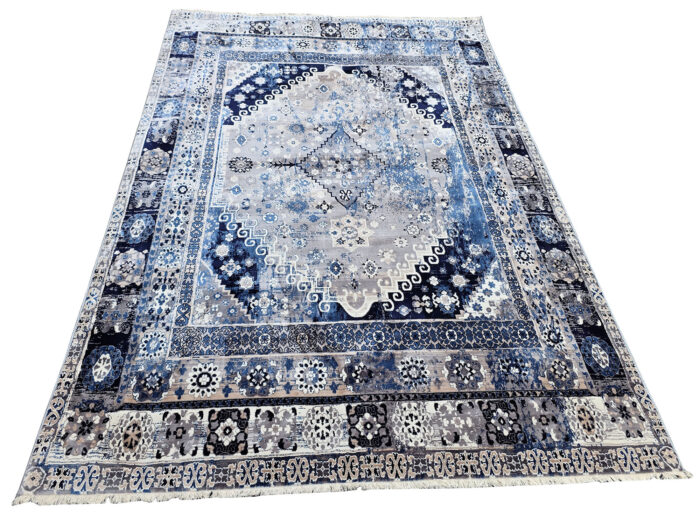 Grey | Navy Vintage Style Machine Made Carpet 235 x 160 CM - Image 2