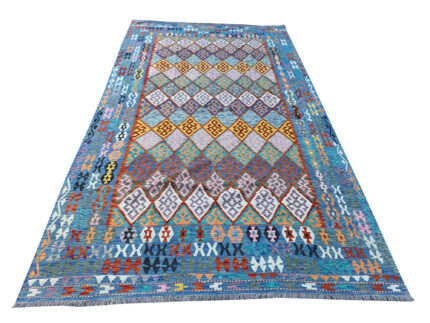 Blue Afghan Handmade Choubi Kilim 397 X 308cm (4x3m)