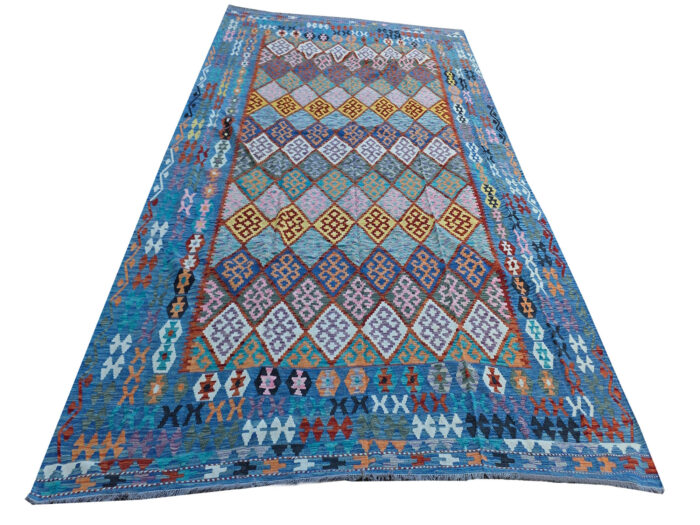 Blue Afghan Handmade Choubi Kilim 397 X 308cm (4x3m) - Image 2