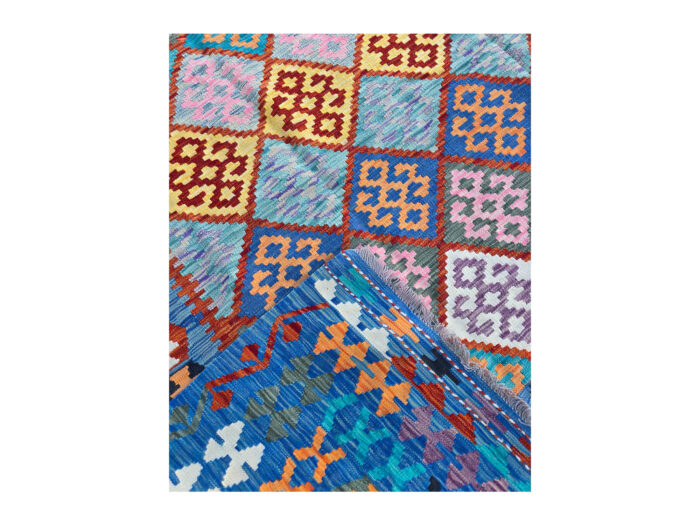 Blue Afghan Handmade Choubi Kilim 397 X 308cm (4x3m) - Image 5