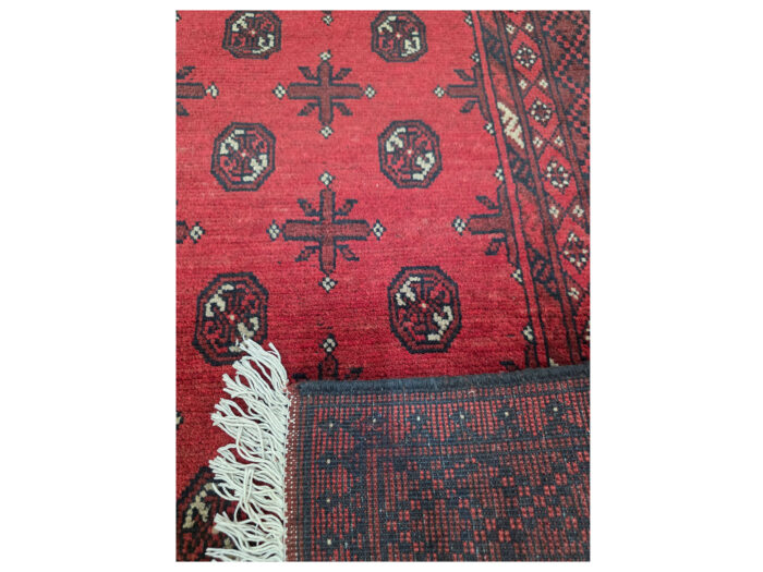 2 Meter Red Afghan Bukhara Handmade Runner 194 x 86 CM - Image 5