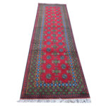 Red Kunduz Hand-knotted Carpet 294 x 82 cm