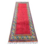 Red Kunduz Hand-knotted Carpet Runner 250 x 80 cm