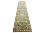 Rare Green Afghan Ariana Handknotted Runner 373 x 89 CM - Image 2