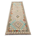 Fine handwoven woolen Natural kilim 280 x 81 cm