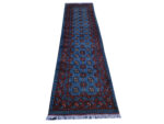 Blue Afghan Kunduz Carpet 300 x 79 cm - Image 2
