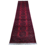 Stunning Red Afghan Hand-knotted Carpet 385 x 82 cm