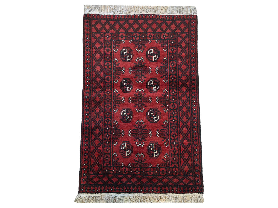 Handknotted Red Afghan Carpet