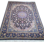 Stunning navy Hand-knotted Kashan Carpet 405 x 295 cm
