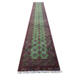 Stunning green Kunduz Bukhara Carpet runner 580 x 79 cm