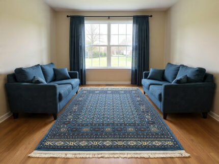 Blue Machine made rug