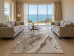 Turkish Cream & Gold Modern Machine Made Carpet  - 230x160 cm - Image 2