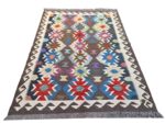Handmade Afghan Wool Kilim Rug – Colorful Tribal Carpet 203x152cm - Image 4