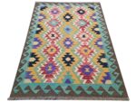 Colorful Afghan Wool Kilim – Handwoven Rug 199 x 145 CM - Image 3