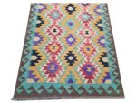 Colorful Afghan Wool Kilim – Handwoven Rug 199 x 145 CM - Image 4