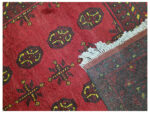 Red Afghan Bukhara Wool Carpet - 192 x 115 CM - Image 5