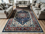 Turkish Navy Kazac Design Living Room Rug Carpet - 290x200cm - Image 2