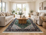 Persian Machine-Made Green & Beige Carpet – 230x160cm - Image 2
