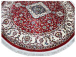 Red Persian Kashan Medallion Round Rug 200x200cm - Image 4