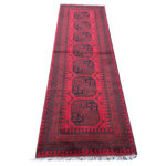 Fine Red Afghan Elephant foot design Handmade Carpet - 288 x 81 cm