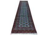 Beautiful Blue Hand-knotted Afghan Kunduz Wool Runner 397 x 80  cm - Image 2