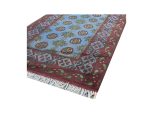 Beautiful Blue Hand-knotted Afghan Kunduz Wool Runner 397 x 80  cm - Image 4