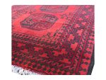Fine Red Afghan Elephant foot design Handmade Carpet -  385 x 82 cm - Image 4