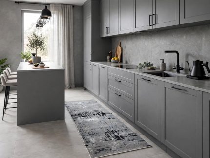 2 Metre Modern Grey Runner Carpet