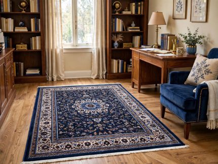 Navy Machine Made Carpet - Size: 170x120cm