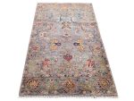 Afghan Ariana Handmade Wool Carpet – Grey Floral Design 162x104cm - Image 3