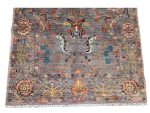 Afghan Ariana Handmade Wool Carpet – Grey Floral Design 162x104cm - Image 4