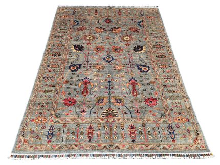 Afghan Handknotted Grey Carpet
