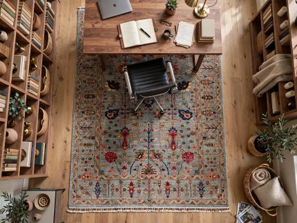 Afghan Handknotted Grey Carpet