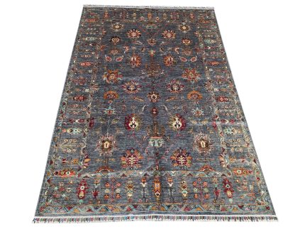 Afghan Handknotted Grey Carpet