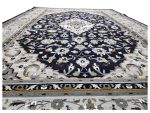 Persian Kashan Machine Made Carpet 340 x 240 CM – Navy Blue & Grey Rug - Image 5