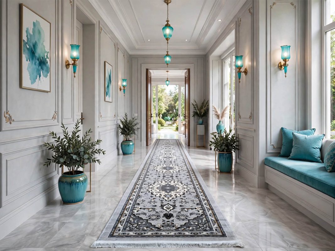 8 meter persian grey passage runner carpet