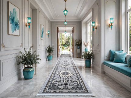 8 meter persian grey passage runner carpet