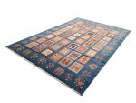 Fine blue Afghan Ariana Handmade Carpet - 301 x 211 cm - Image 3