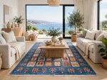 Fine blue Afghan Ariana Handmade Carpet - 301 x 211 cm